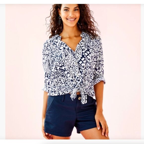 Lilly Pulitzer Sea View Peacock Button Down shirt - Picture 1 of 5